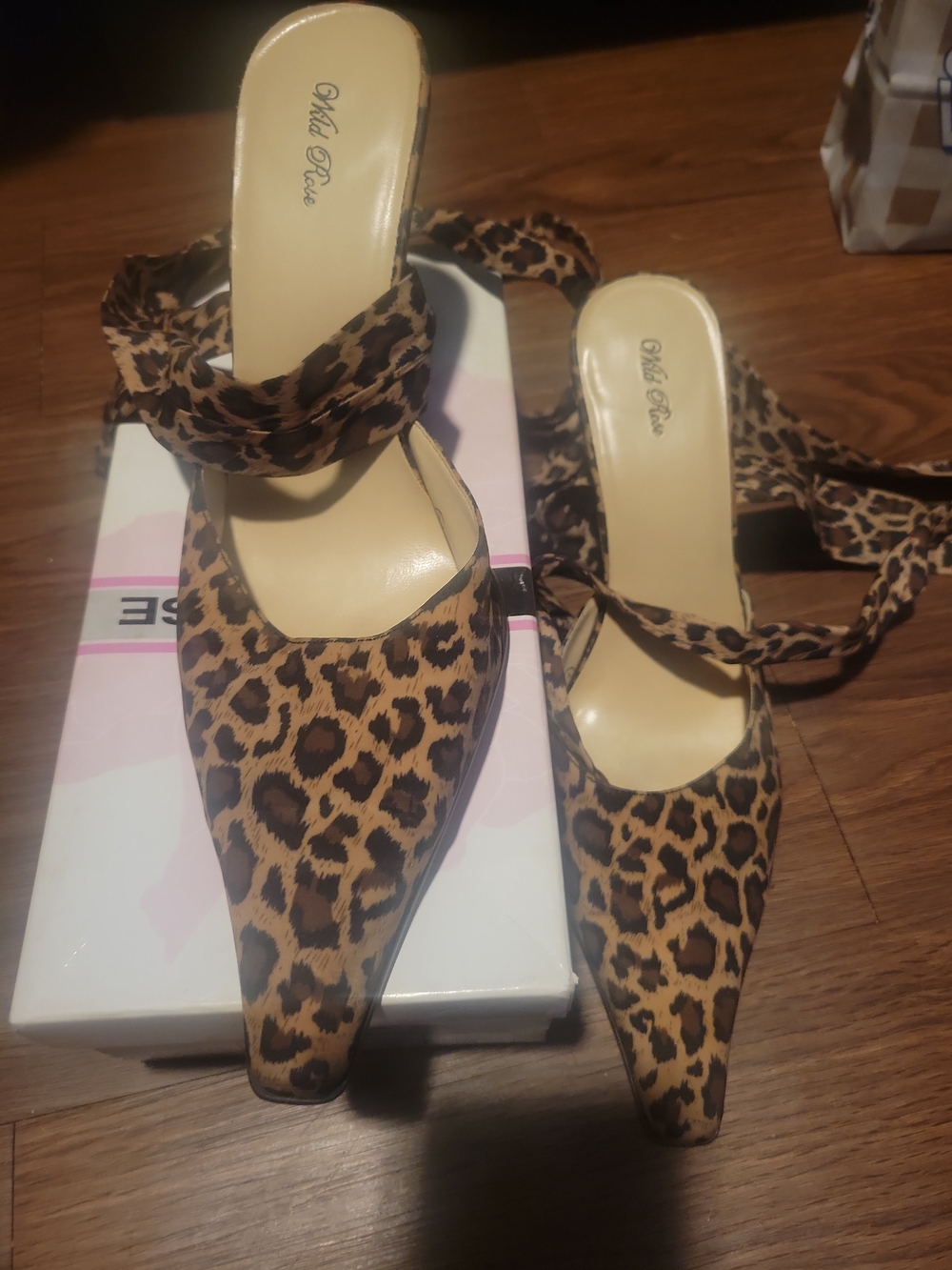 Wild Rose Leopard-Print Pointed Toe Slingback Mules - Brown